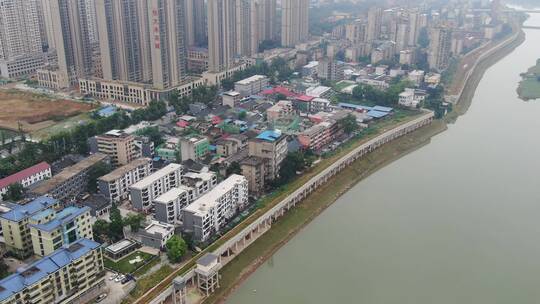 航拍湖南邵阳资水城市风光视频素材模板下载