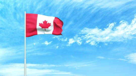 加拿大国旗空中飘扬视频素材模板下载