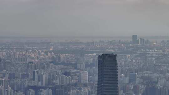 浦西白玉兰大厦清晨航拍空镜视频素材模板下载