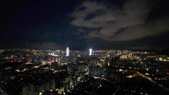 浙江温州城市夜景灯光航拍