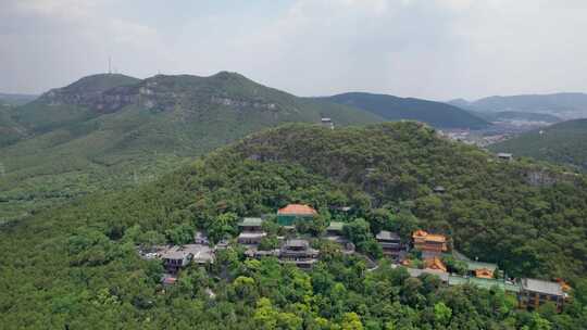 中国山东省济南市千佛山航拍 济南城市风光