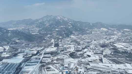 冬天航拍海边雪景大山雪景茶园雪景