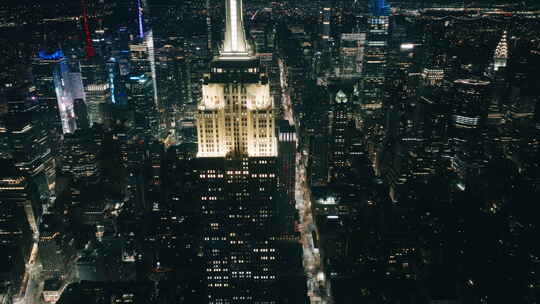 纽约美国帝国大厦之夜旅游概念电影系列