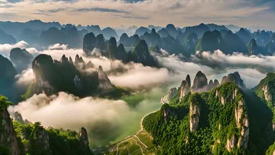 群山云海自然风光全景