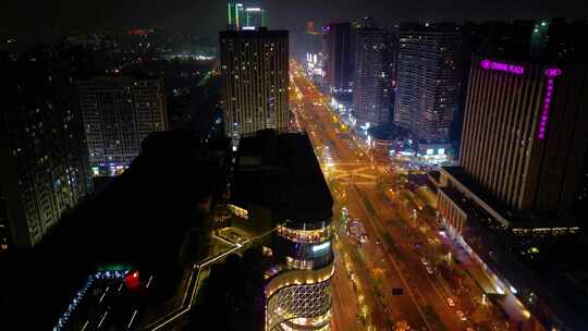 杭州钱塘新区夜晚夜景车流视频素材