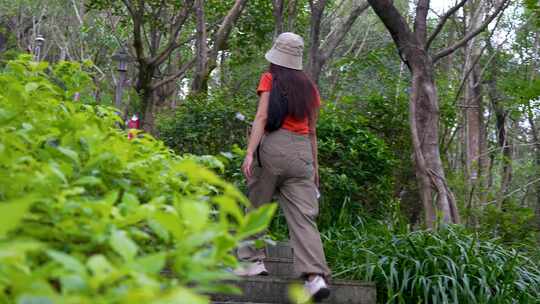 深圳燕子岭公园散步的游客