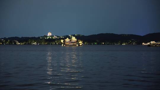 杭州西湖风景区夜景