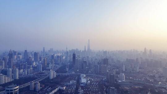 上海清晨航拍风光