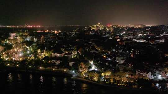 厦门思明区鼓浪屿航拍夜晚夜景福建城市风景