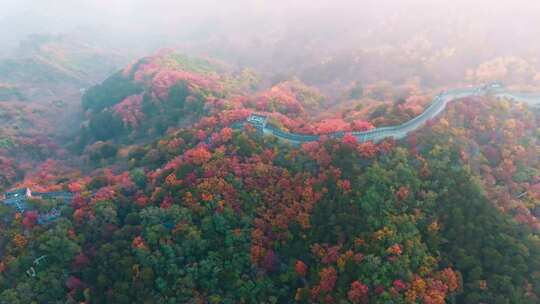 航拍万里长城秋天风景