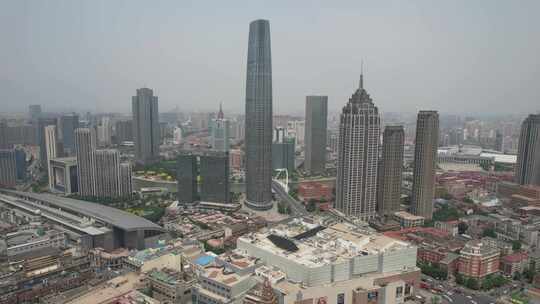 天津海河高楼商务建筑航拍视频素材模板下载