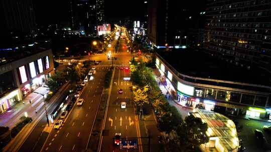 城市马路车辆车流夜景航拍视频素材模板下载