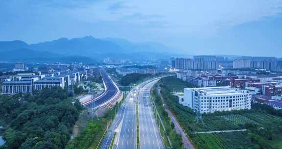 九江快速路傍晚航拍延时