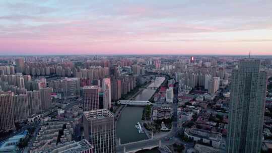 天津海河风景奥式风情区城市建筑风光航拍