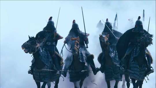 古代骑兵列队冲锋行进4