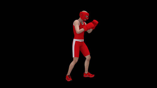 红色拳击连衣裙环包中的拳击手视频素材模板下载