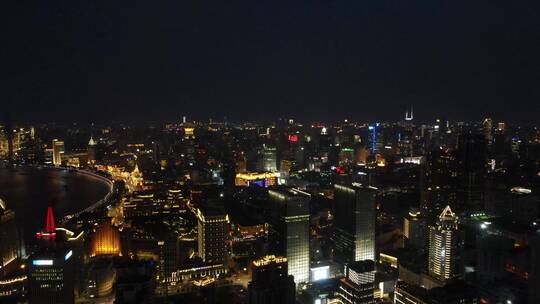 上海外滩黄浦区黄浦江东方明珠夜全景夜景4K