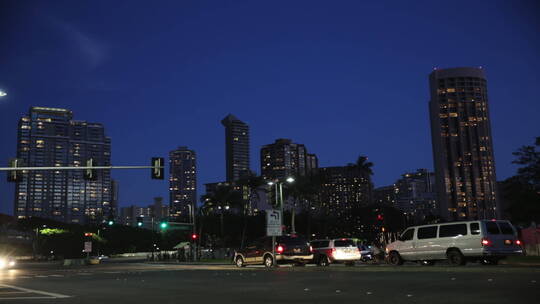 延时摄影美国迈阿密城市大街夜景