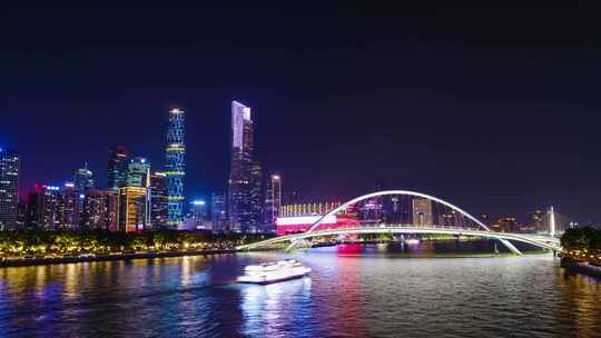 广州珠江新城夜景现代化城市灯光灯火辉煌