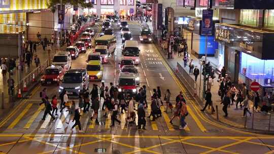 繁华香港街道人流视频素材模板下载