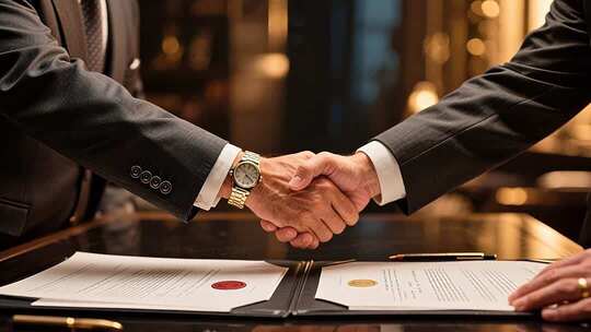 商务人士握手签约场景