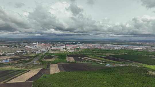 牙克石市郊农田黑土地山林航拍