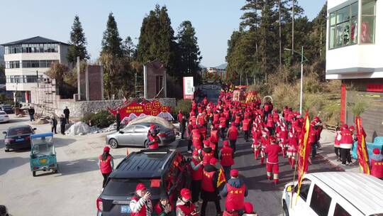 航拍乡村请林公民俗文化活动