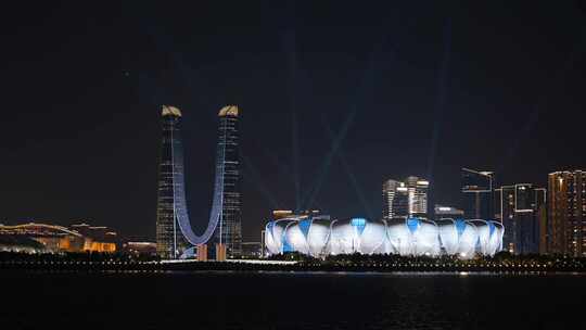 杭州亚运会杭州之门奥体中心灯光秀