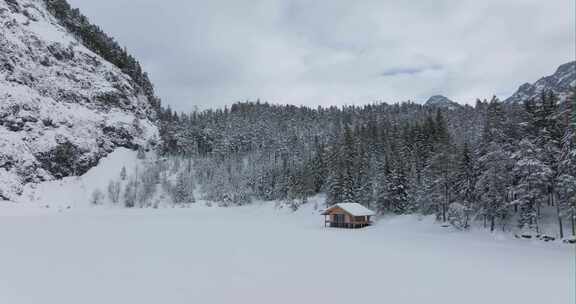 雪，山脉，小屋，奥地利