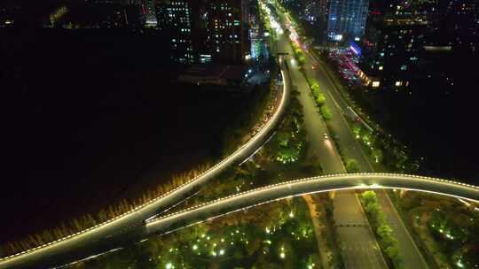 杭州萧山区立交桥夜景视频素材