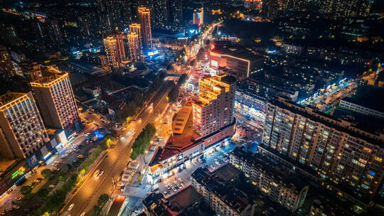 辽宁沈阳沈北新区城市风景夜景航拍