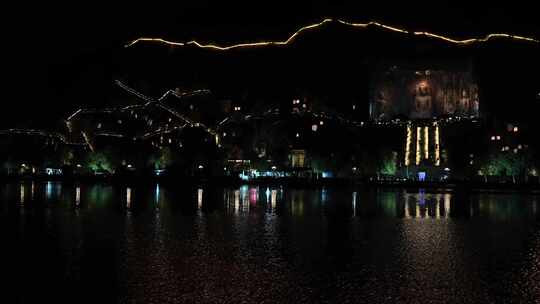 洛阳旅游龙门石窟夜景夜游龙门