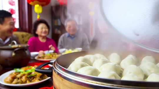 春节素材过年包饺子