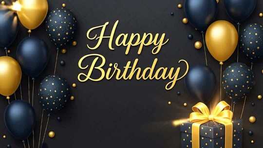 黑金风格生日快乐气球背景素材