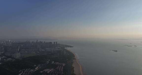 厦门东海岸清晨日出航拍