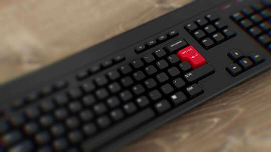 上传键盘上的红色按钮。手指按下上传。点击视频素材模板下载