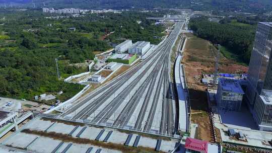 高清实拍成都天府站高铁站建设