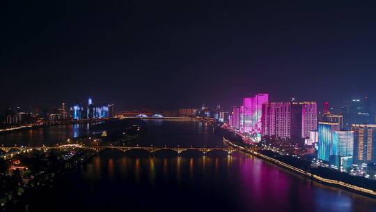 4K长沙一江两岸夜景灯光秀视频素材模板下载