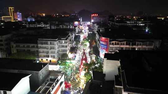 广西桂林城市夜景灯光交通航拍
