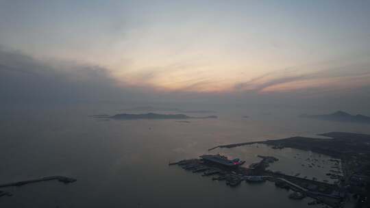 中国最美海岛长岛晚霞夕阳航拍