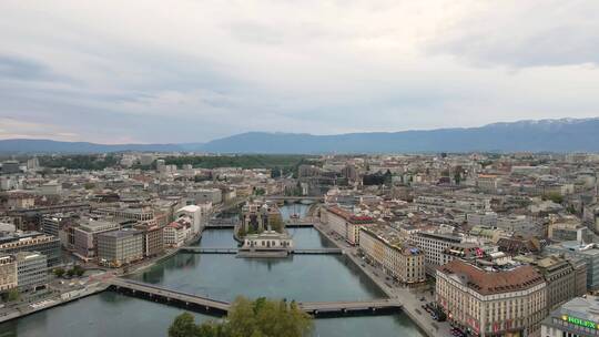 瑞士城市风光航拍国外城市建筑