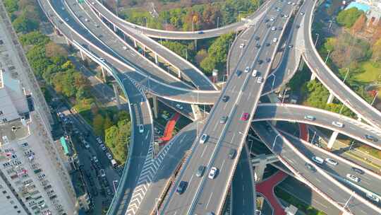 上海黄浦区延安东路立交桥车流城市风景视频