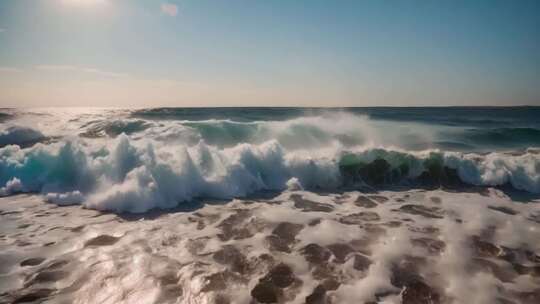 海浪翻涌的海洋景象