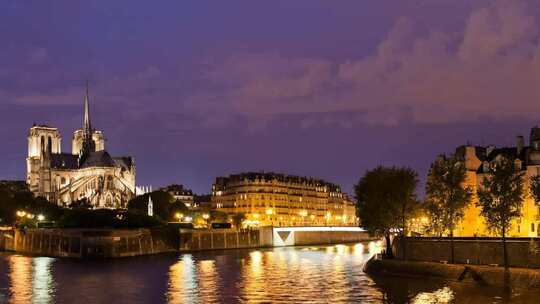 欧洲城市夜景巴黎伦敦地标建筑航拍