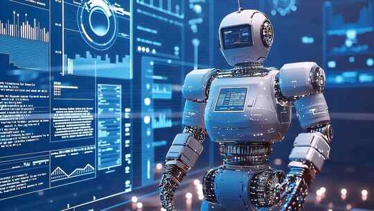 科技蓝调未来感象 虚拟画面机器人形蓝色调