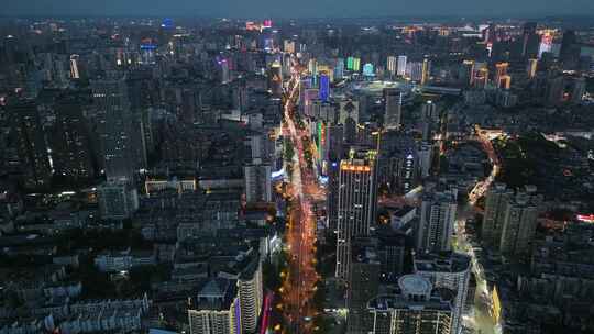 长沙夜景航拍大景