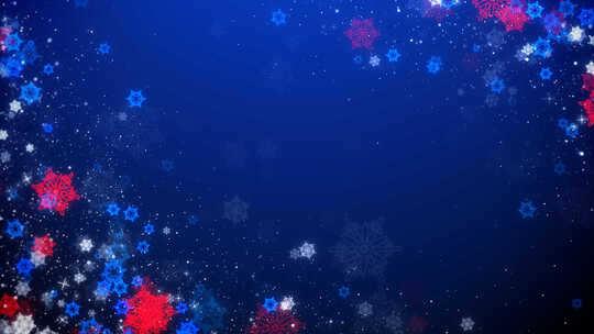 圣诞节冰晶雪花飘落氛围背景视频素材模板下载