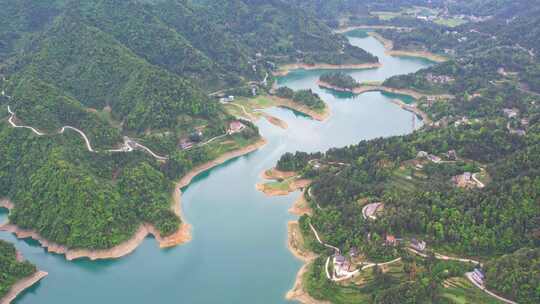 水库湖泊农田水利湖北恩施车坝河水库航拍