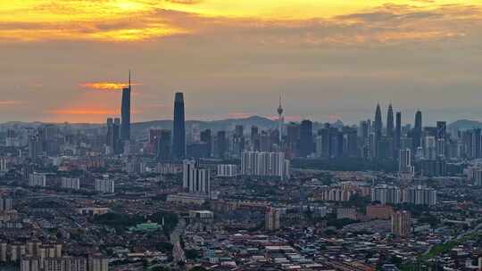 马来西亚吉隆坡莫迪卡石油双子塔蓝调夜景