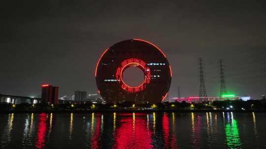 广州圆夜景航拍视频素材模板下载